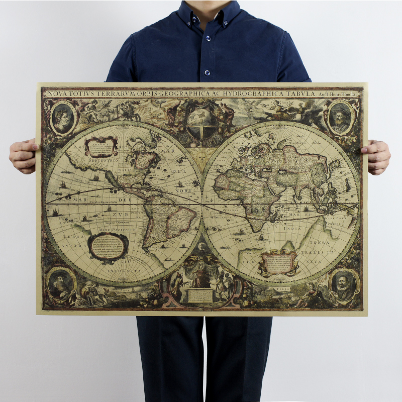 Star Map Poster - 1641 مخطط بحري قديم خريطة العالم