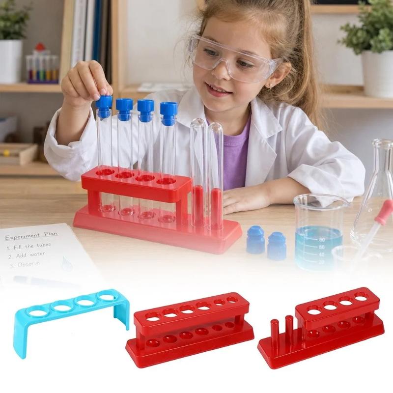 Science Experiment - حامل أنابيب اختبار بلاستيكي سميك ومتين،