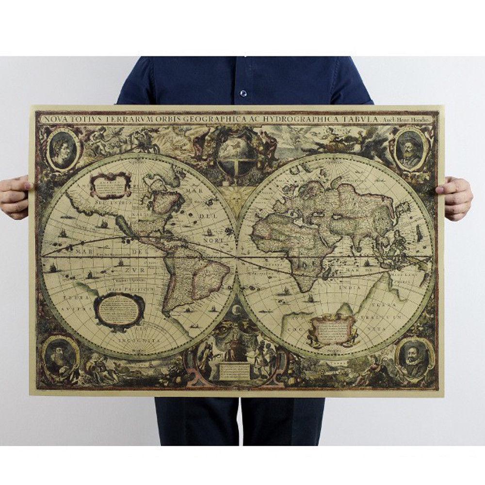 Star Map Poster - خريطة العالم القديمة البحرية والمحيط ،