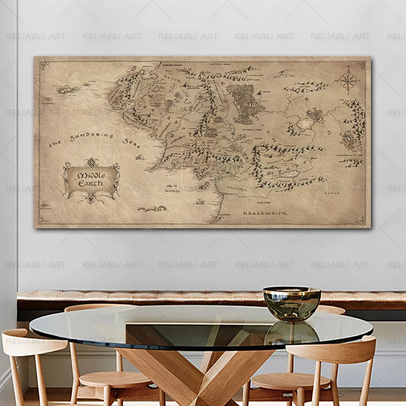 الرجعية سيد الخواتم خريطة ملصق - مراجعة Star Map Poster وسعره