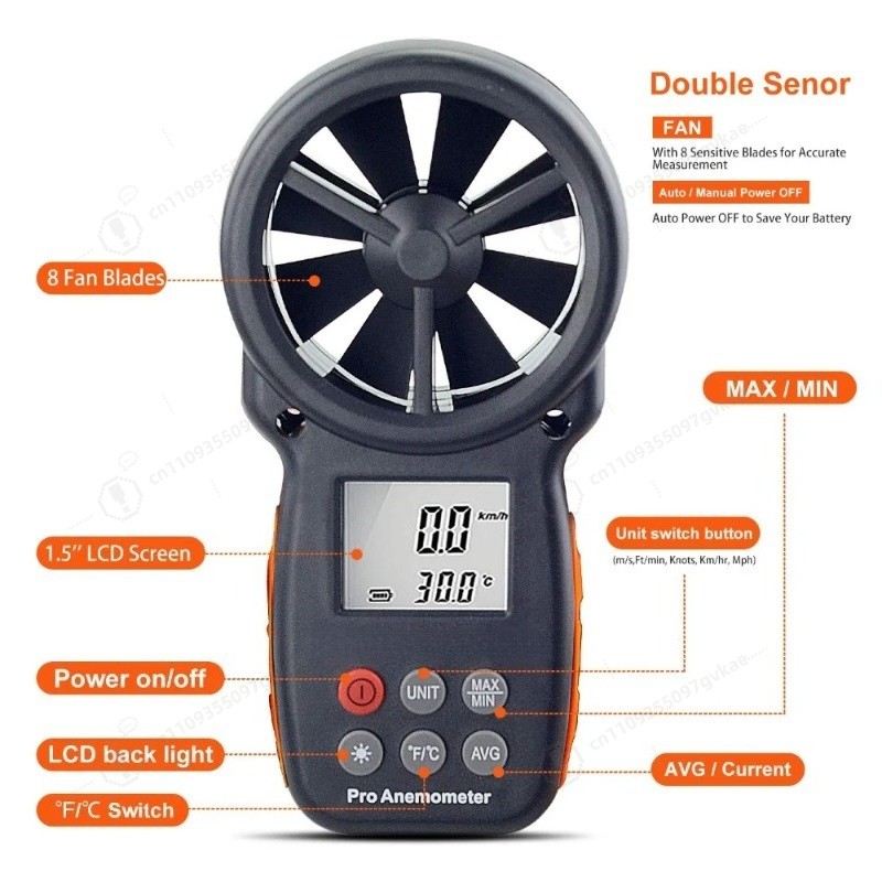جهاز قياس سرعة الرياح الرقمي B - مراجعة Anemometer Wind Speed وسعره